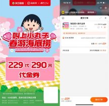 海底捞229买290元的代金券