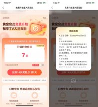 爱奇艺黄金会员升级7天白金会员