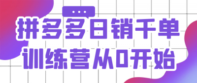 拼多多日销千单训练营从0开始