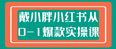 戴小胖小红书从0-1爆款实操课
